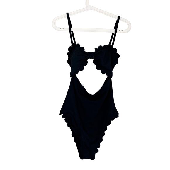 Cupshe Black Knotted Scalloped One Piece Swimsuit Medium - Picture 6 of 7